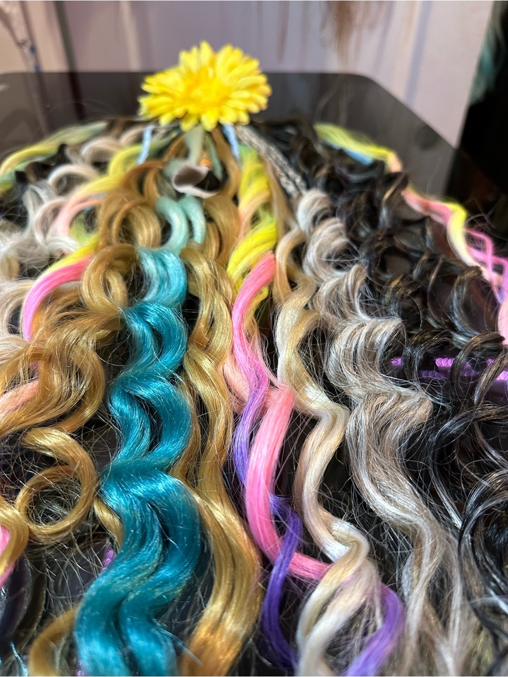 Colorful Braided Hair Extensions with Feather Accent - Picture 3 of 13